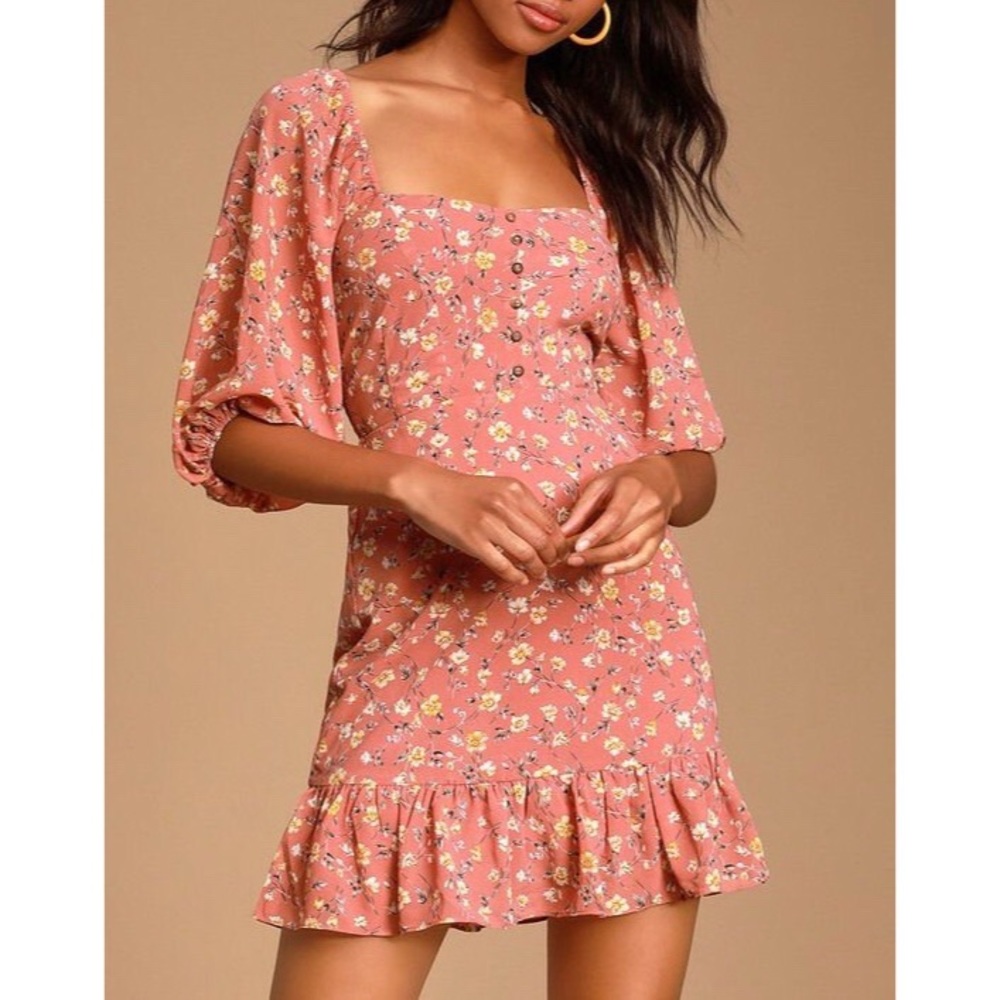 Lulus | Rusty Rose Floral Print Dress